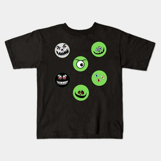 crazy little faces emojis something sinister. Kids T-Shirt by JENNEFTRUST